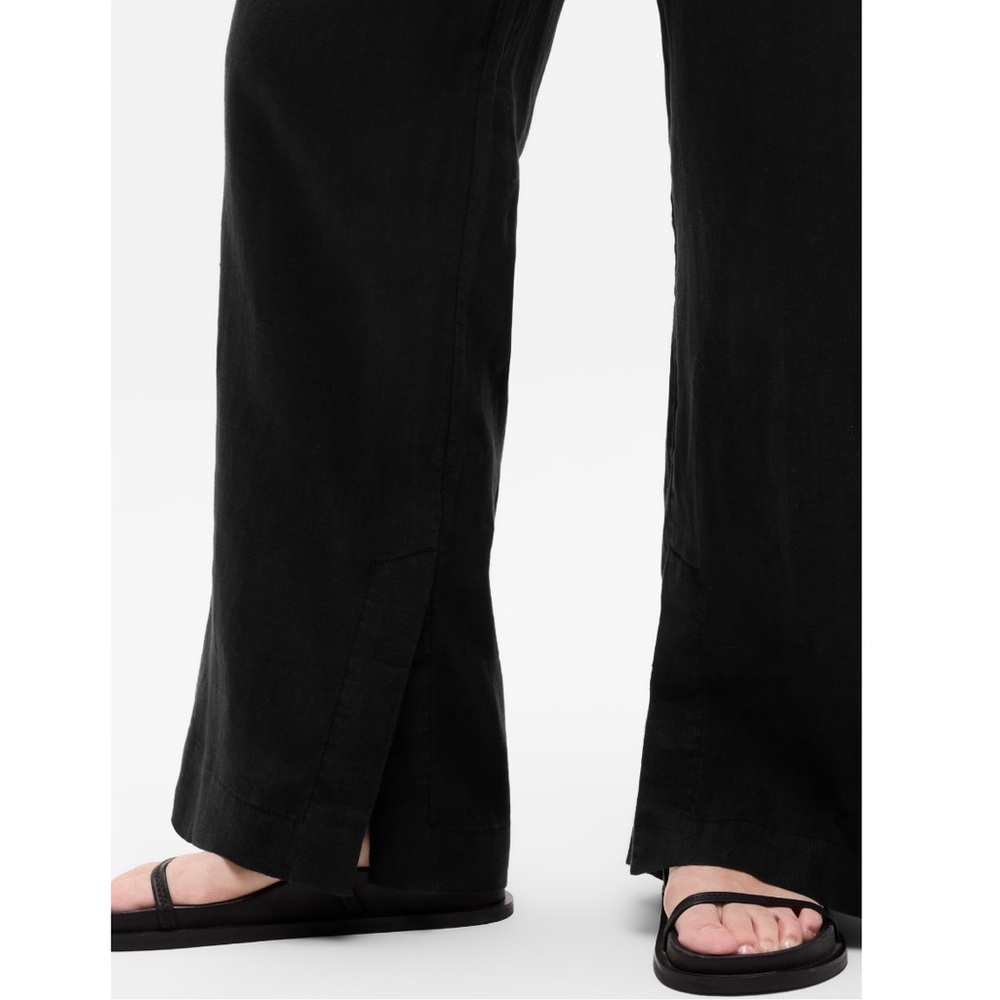 NWT Athleta Retreat Linen High Rise Wide-Leg Pant | Black - Picture 8 of 11